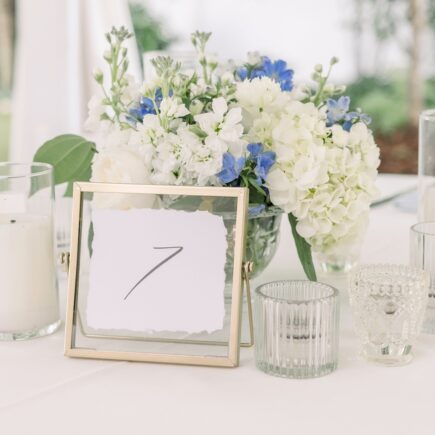 Blue and white centerpiece