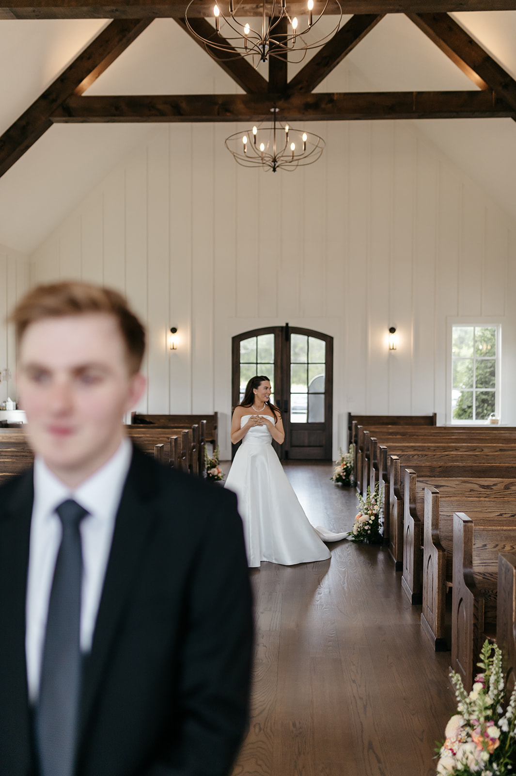 Couple Sharing First Look at Wedding at The Venue at Birchwood