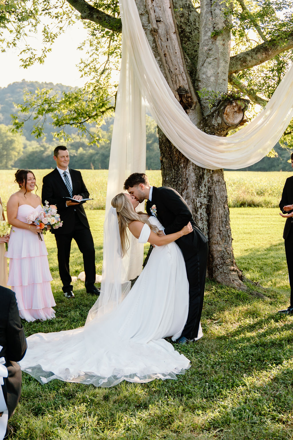 Bride and Groom Kiss at Southall Meadows Wedding